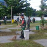 Lapangan Pamedan Puro Mangkunegaran Jadi Sasaran Kerja Bakti Babinsa Keprabon Bersama Tim Saberling