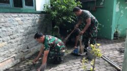 Jaga Lingkungan Kantor Tetap Bersih, Rapi, Dan Indah, Koramil 04/Jebres Laksanakan Pembersihan Pangkalan
